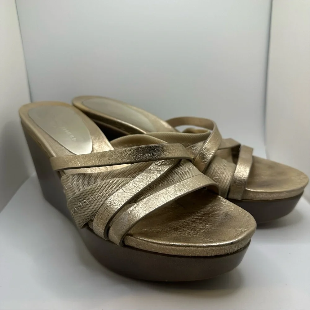 Donald‎ J Pliner Gold Strappy Wedges Size 7.5